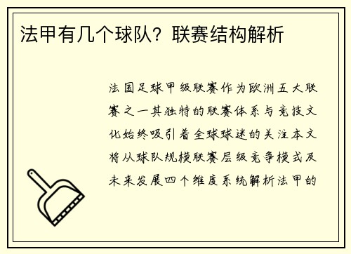 法甲有几个球队？联赛结构解析